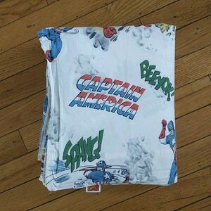 Pottery Barn Kids Marvel Full Flat Sheet Comics Captain America Cotton 80x90"